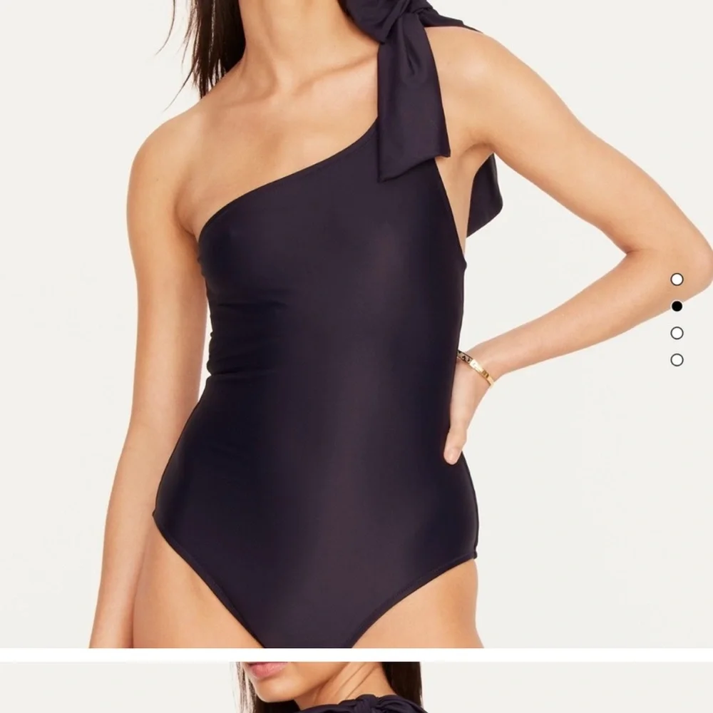 J. Crew one piece one shoulder navy bow detail swimsuit $118 NWT